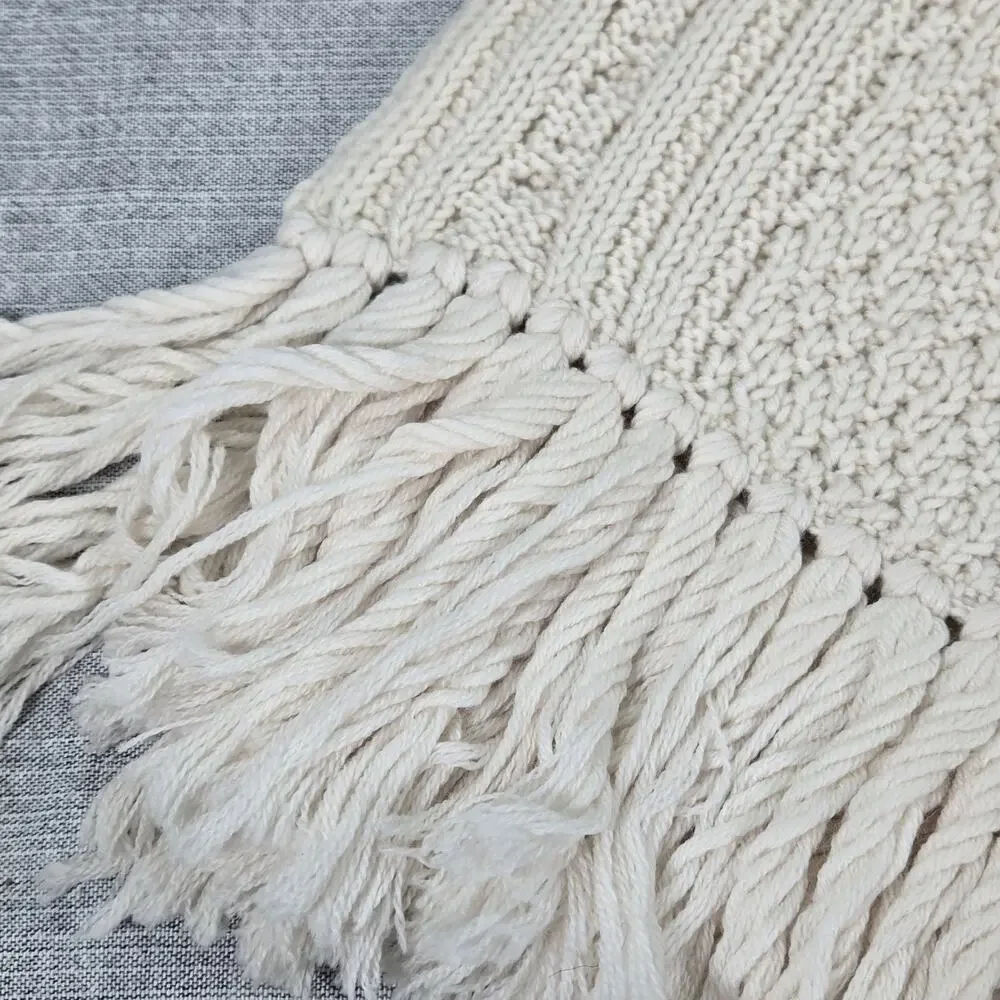 Express NWT Ivory Chunky Knit Scarf Wool Cozy Winter Hygge Minimalist Fringe